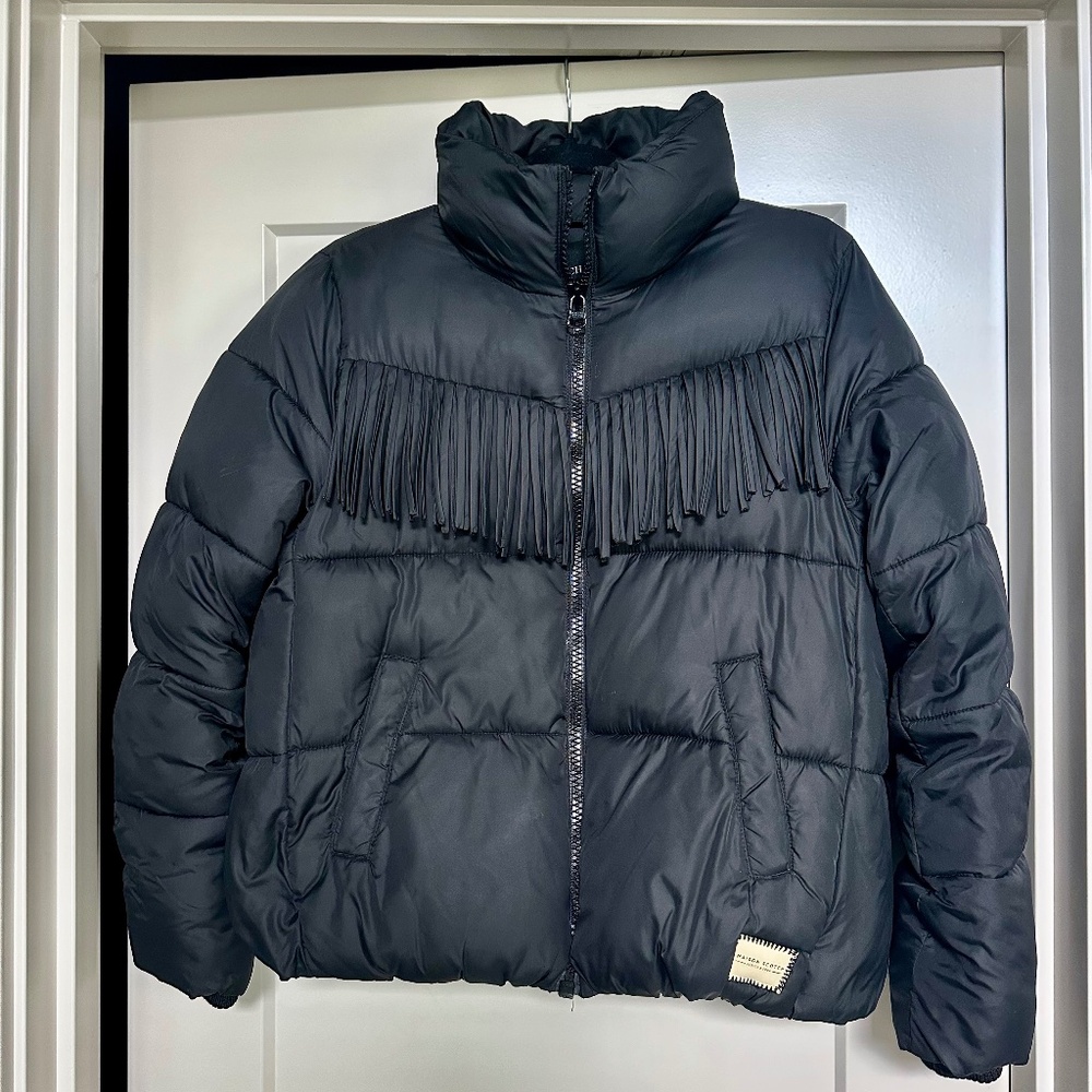 Scotch and Sofa Fringe Puffer Jacket, Black, XS